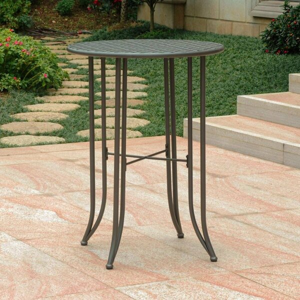 International Caravan Mandalay Iron Bar Height Round Table, Rustic Brown 3467-TBL-RT-BN